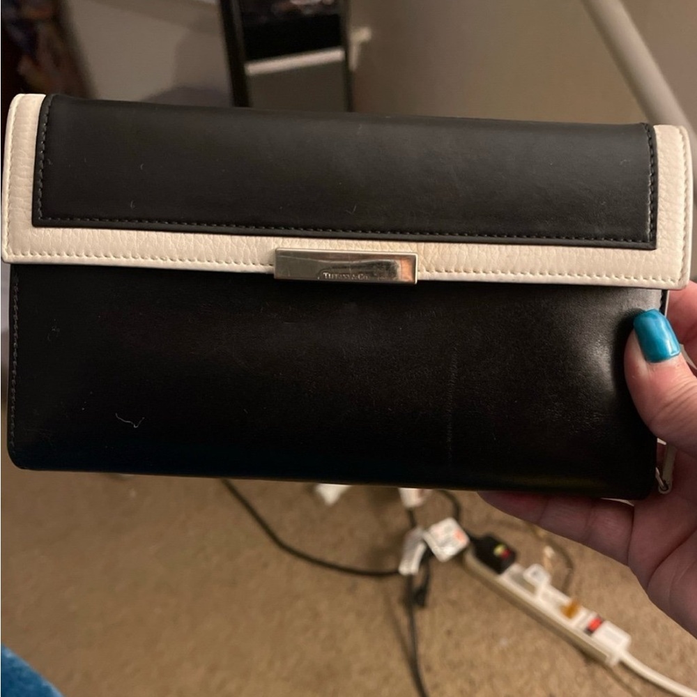 Tiffany Authentic Leather Black and White w Tiffany Blue Lining